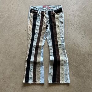 Vintage Y2K Lazer Jeans Womens Size 13 Corduroy Striped Flare Bootcut Indie Boho